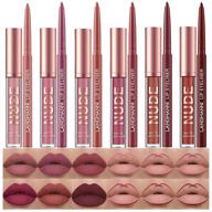 12-piece matte liquid lipstick set with lip liner pens - pigment velvety nude lip stain, waterproof long-lasting lip gloss, one-step lips makeup kit, ideal make-up gift set logo