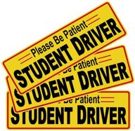 🚗 3-pack 12x3.8" student driver decal stickers - please be patient safety signs for new drivers | removable back glue for plastic bumper & window | superior adhesion, paint-safe alternative to magnets logo