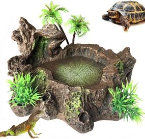 img 4 attached to 🦎 Resin Reptile Platform: Artificial Tree Trunk Food Water Dish Bowl for Bearded Dragon, Lizard, Gecko, Water Frog, Snake – PINVNBY