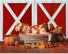 img 2 attached to 🚪 Vibrant Red Barn Door Photography Backdrop: Perfect for Western Themed Events, Farmhouse Vibes, BBQ Parties, and Celebrations of Cowboy Girls; Ideal for Birthday Parties, Baby Showers, Fall and Thanksgiving Decorations; Includes Harvest Photo Booth Props from Allenjoy (7x5ft)