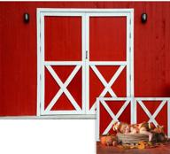 🚪 vibrant red barn door photography backdrop: perfect for western themed events, farmhouse vibes, bbq parties, and celebrations of cowboy girls; ideal for birthday parties, baby showers, fall and thanksgiving decorations; includes harvest photo booth props from allenjoy (7x5ft) logo