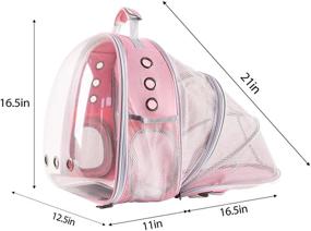 img 3 attached to 🐱 Do4Pets Expanded Back Cat Backpack, Transparent Bubble Pet Carrier with Breathable Mesh, Airline Approved Travel Backpack for Market, Walking & Outdoor Use (Pink, Back Expansion)