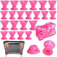 🎀 set of 40 pink magic hair rollers - includes 20 large silicone curlers and 20 small silicone curlers logo