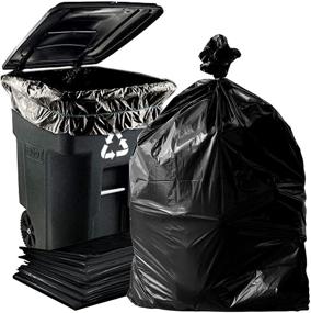 img 1 attached to 🗑️ Dyno Products Online Heavy Duty 64 Gallon Trash Bags - 1.5 Mil Black (50 Count), Large Individually Folded Industrial Trash Bags - 50W x 60L