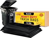 🗑️ dyno products online heavy duty 64 gallon trash bags - 1.5 mil black (50 count), large individually folded industrial trash bags - 50w x 60l logo