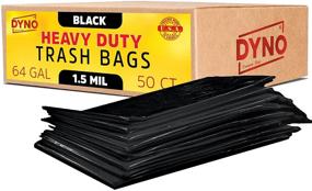 img 2 attached to 🗑️ Dyno Products Online Heavy Duty 64 Gallon Trash Bags - 1.5 Mil Black (50 Count), Large Individually Folded Industrial Trash Bags - 50W x 60L