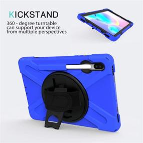 img 1 attached to KIQ Shockproof Dual-Layer Case with Kickstand, Handstrap, Shoulderstrap Sling for Samsung Galaxy Tab S7 Plus 12.4 (SM-T970) - Durable Heavy Duty Cover in Shield Blue