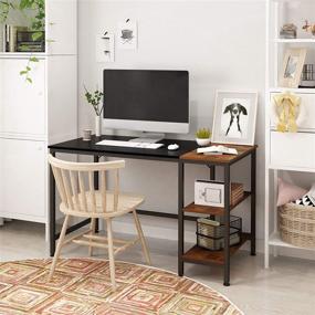 img 3 attached to HOMEYFINE Computer Desk with Side Shelves: 🖥️ Durable Study Table for Efficient Home Working Station