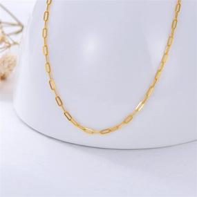 img 2 attached to 💎 Stunning 18K Real Gold Paperclip Link Chain Necklace: Perfect Italian Jewelry Gift for Women - Elegant and Durable