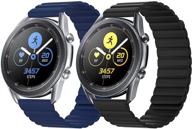 магнитные браслеты mosstek: совместимые замены для samsung galaxy watch 3 45мм/samsung galaxy watch 46мм/gear s3 frontier/gear s3 classic - 22мм регулируемые силиконовые спортивные петли для мужчин и женщин (набор из 2) логотип