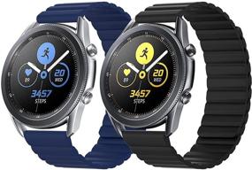 img 4 attached to Магнитные браслеты Mosstek: совместимые замены для Samsung Galaxy Watch 3 45мм/Samsung Galaxy Watch 46мм/Gear S3 Frontier/Gear S3 Classic - 22мм регулируемые силиконовые спортивные петли для мужчин и женщин (набор из 2)