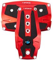 nrg innovations pdl-250rd red brushed aluminum sport pedal set with black rubber inserts - automatic transmission logo