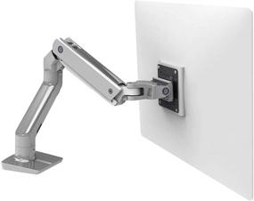 img 4 attached to Ergotron HX Single Ultrawide Monitor Arm - VESA Desk Mount for Monitors Up to 49 Inches, 20 to 42 lbs - Polished Aluminum: Enhanced Comfort and Space Optimization