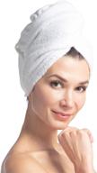 👒 fishers finery women's terry headwrap, microfiber hair towel, white bamboo viscose logo