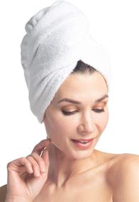 img 2 attached to 👒 Fishers Finery Women's Terry Headwrap, Microfiber Hair Towel, White Bamboo Viscose