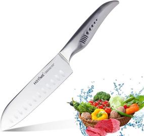 img 4 attached to 🔪 Нож Santoku Hotime 6 дюймов: высокоуглеродистая сталь и эргономичная рукоять для профессиональной точности и долговечности