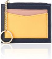stylish multicolored women small wallet - slim leather card holder with keychain: perfect front pocket fashion accessory for girls logo