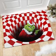 🎅 illusion doormat christmas: 3d visual non-slip floor mat for bedroom/home (red 50x80 cm) logo