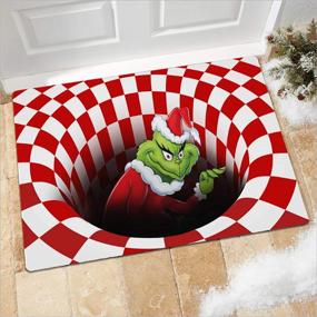 img 4 attached to 🎅 Illusion Doormat Christmas: 3D Visual Non-Slip Floor Mat for Bedroom/Home (Red 50x80 cm)