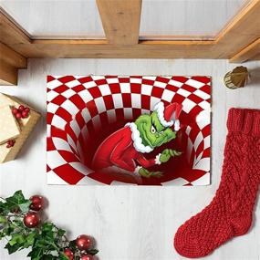 img 3 attached to 🎅 Illusion Doormat Christmas: 3D Visual Non-Slip Floor Mat for Bedroom/Home (Red 50x80 cm)