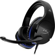 hyperx cloud stinger gaming headset for ps4 and ps5 - lightweight, comfortable and durable with rotating ear cups, memory foam, steel sliders and swivel-to-mute mic logo