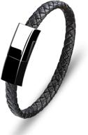 🔌 black leather braided wrist line charging bracelets - fashion cable data charge cord with lightning connection logo