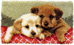 img 1 attached to 🐶 Fun and Easy DIY Latch Hook Rug Kits - Pre-Printed Dog Patterns for Children and Adults - Create Your Own Yarn Carpet Art 19.7"x11.8