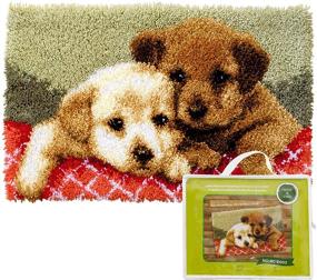 img 4 attached to 🐶 Fun and Easy DIY Latch Hook Rug Kits - Pre-Printed Dog Patterns for Children and Adults - Create Your Own Yarn Carpet Art 19.7"x11.8