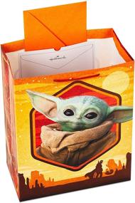 img 1 attached to 🎁 Hallmark 13&#34; Large Star Wars Gift Bag with Tissue Paper featuring Baby Yoda, The Child, and The Mandalorian - Perfect for Christmas, Holidays, Birthdays, Baby Showers, Halloween, or May the Fourth Celebrations