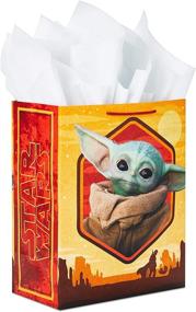 img 4 attached to 🎁 Hallmark 13&#34; Large Star Wars Gift Bag with Tissue Paper featuring Baby Yoda, The Child, and The Mandalorian - Perfect for Christmas, Holidays, Birthdays, Baby Showers, Halloween, or May the Fourth Celebrations