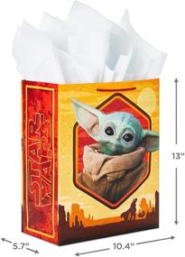 img 2 attached to 🎁 Hallmark 13&#34; Large Star Wars Gift Bag with Tissue Paper featuring Baby Yoda, The Child, and The Mandalorian - Perfect for Christmas, Holidays, Birthdays, Baby Showers, Halloween, or May the Fourth Celebrations