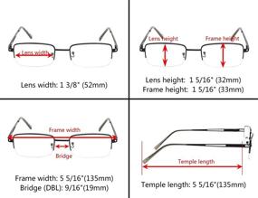 img 1 attached to 👓 High-Quality 4-Pack Half-Rim Reading Glasses: Sleek Metal Readers with Spring Hinges for Men and Women