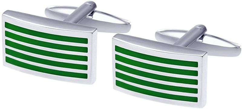 salutto mens green striped cufflinks 标志