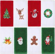 🎄 set of 8 christmas hand towels for kitchen - festive santa holiday dish towels, christmas tree fabric cleaning cloth, 12 x 18 inch, washable - ideal household supplies for home decor logo