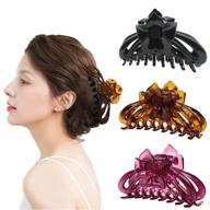 🍌 hanmei big hair claw banana clips: strong hold large fashion accessories for women girls with thin thick hair - 3 pack, color b logo