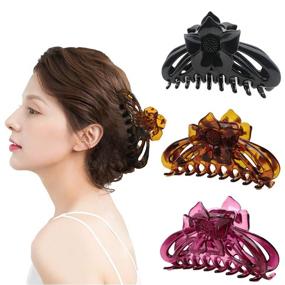 img 4 attached to 🍌 HANMEI Big Hair Claw Banana Clips: Strong Hold Large Fashion Accessories for Women Girls with Thin Thick Hair - 3 Pack, Color B