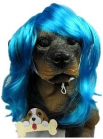 img 1 attached to Blue Wavy Synthetic Hair Pet Dog Cat Wigs - Tanya Pet Supplies - Fun Costume Gift