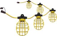 🔦 100ft indoor and outdoor construction string lights with 10 medium base sockets for temporary lighting and work areas логотип