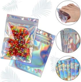 img 2 attached to 🎁 50Pcs Smell Proof Holographic Color Flat Foil Pouch Bags - Resealable Ziplock Mylar Bags for Christmas Party Favor Food Storage (4×6 inch)