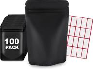 🌿 100 pcs mylar bags 4x6 | resealable matte black ziplock storage bags with labels | smell proof and air tight | ideal for herb and food storage логотип