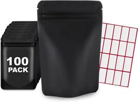 img 4 attached to 🌿 100 Pcs Mylar Bags 4x6 | Resealable Matte Black Ziplock Storage Bags with Labels | Smell Proof and Air Tight | Ideal for Herb and Food Storage