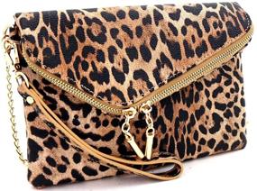 img 1 attached to 🐆 Leopard Print Women's Handbags & Wallets in Fashionable Leather - Wristlet Shoulder Bag, Clutch, and Evening Bag Collection