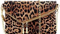 🐆 leopard print women's handbags & wallets in fashionable leather - wristlet shoulder bag, clutch, and evening bag collection logo