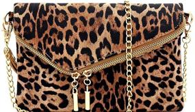 img 4 attached to 🐆 Leopard Print Women's Handbags & Wallets in Fashionable Leather - Wristlet Shoulder Bag, Clutch, and Evening Bag Collection