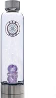 💎 gem infused crystal water bottle elixir: authentic healing wellness brazilian stones amethyst 16 oz logo