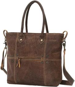 img 2 attached to Myra Bags S-0727: сумка через плечо из натуральной кожи с пуговицами и швами - премиум качество и стиль