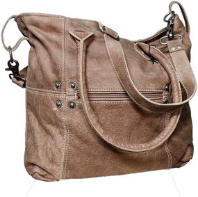 img 4 attached to Myra Bags S-0727: сумка через плечо из натуральной кожи с пуговицами и швами - премиум качество и стиль