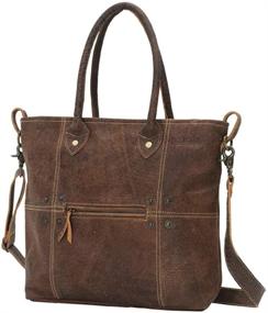 img 3 attached to Myra Bags S-0727: сумка через плечо из натуральной кожи с пуговицами и швами - премиум качество и стиль