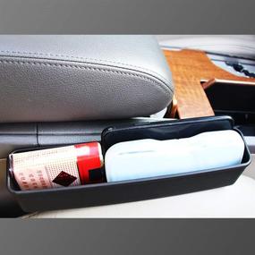 img 1 attached to 🚗 Черный органайзер для промежутка сиденья автомобиля Caddy Catcher Auto Filler Console боковой карман для мобильного телефона, кошелька, монет, ключей, банковской карты - аксессуар для автомобильного интерьера.