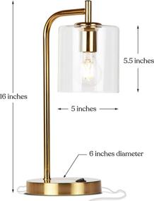 img 3 attached to 💡 Brightech Elizabeth Office Desk Lamp with Wireless Charging Pad and USB Port - Ideal for Midcentury, Industrial & Farmhouse Decor - Hanging Glass Shade - LED Bulb - Brass Gold Color